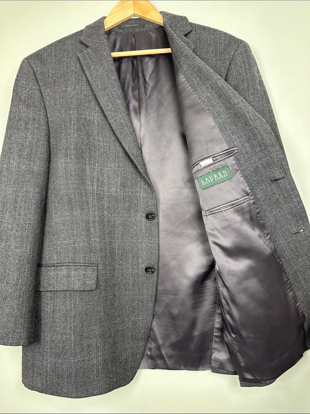 151. Ralph Lauren wool men’s herringbone blazer.